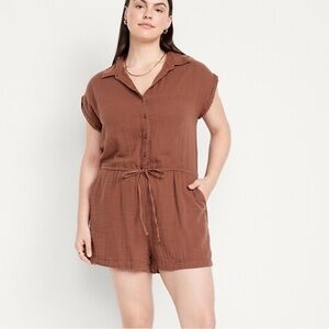 Old navy Brown Button-Up Romper( NWOT)